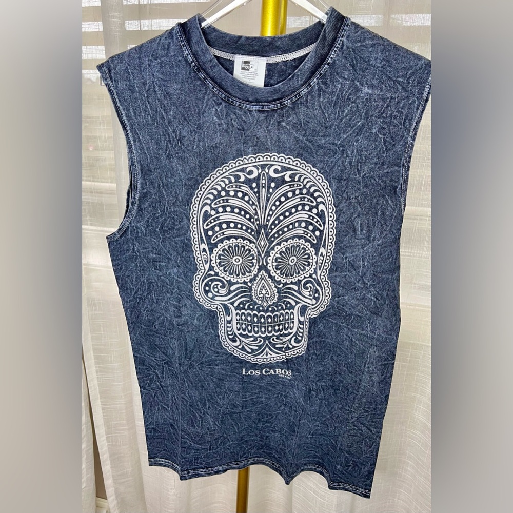 MR. BUHO Mexican Skull Sleeveless in Gray Shirt Sz M